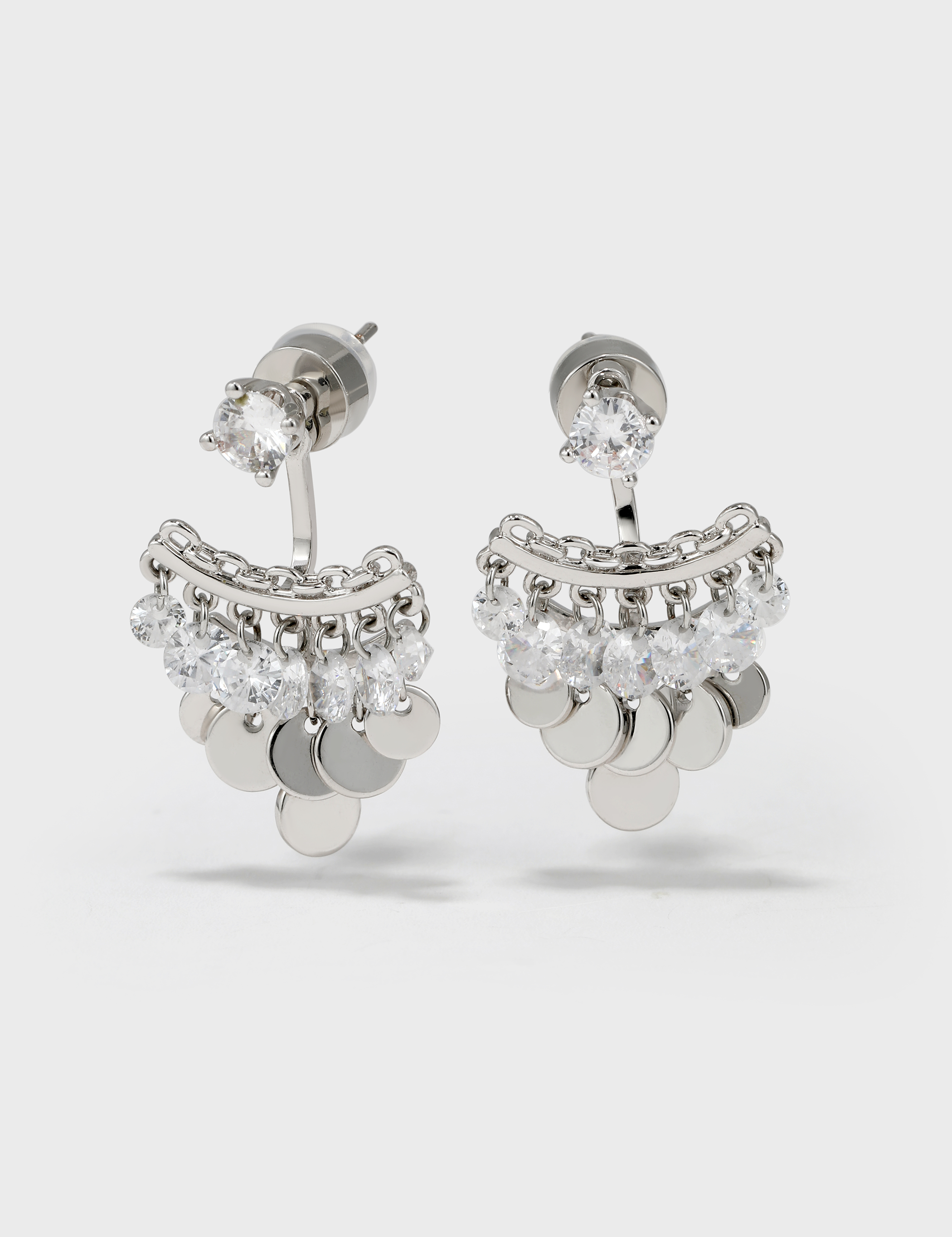 Multi-metal Disc Zircon Tassel Earrings - booneealus