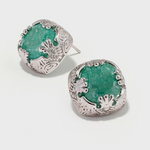 Square Blue Crack Stone Studs - booneealus