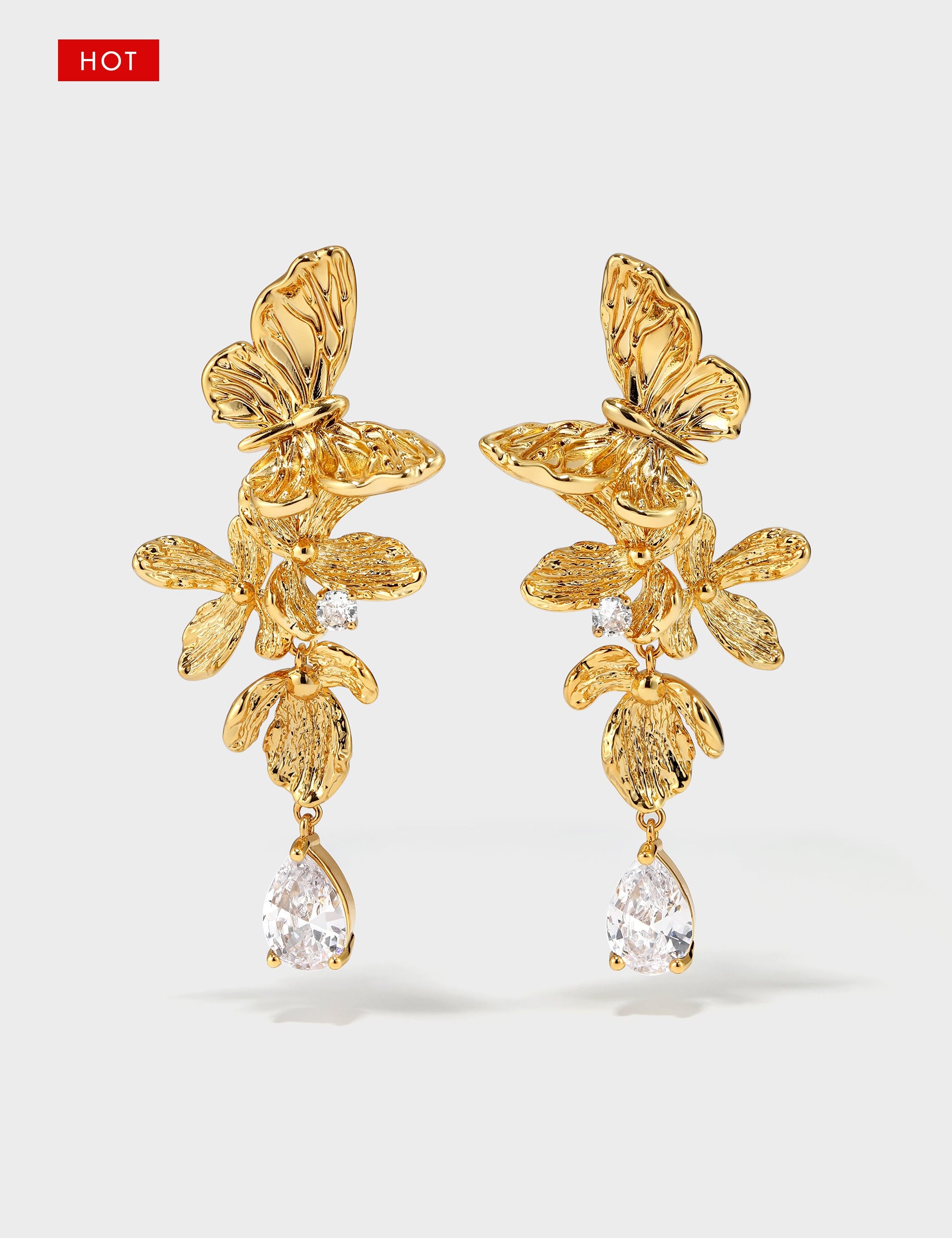 Golden Bloom Wings Earring - booneealus