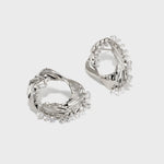 Metal Texture Oval Studs with Zircon Tassels - booneealus