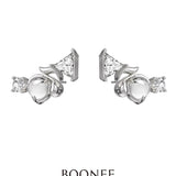 Musical - Note - Shaped Geometric - Spliced - Link Earrings With Diamonds