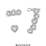 Peach - Heart - shaped Zircon - set Three - piece Earring Set.