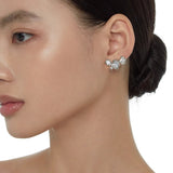 Clear Gemstone Spliced Stud Earrings