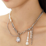 Patchwork Pearl Chain Necklace