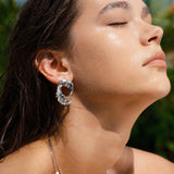 Metal Texture Oval Studs with Zircon Tassels - booneealus