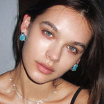 Oval Blue Crack Stone Studs - booneealus