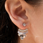 Multi-metal Disc Zircon Tassel Earrings - booneealus