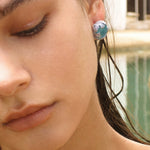 Square Blue Crack Stone Studs - booneealus
