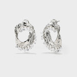 Metal Texture Oval Studs with Zircon Tassels - booneealus