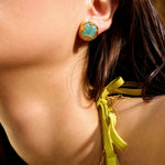 Square Blue Crack Stone Studs - booneealus