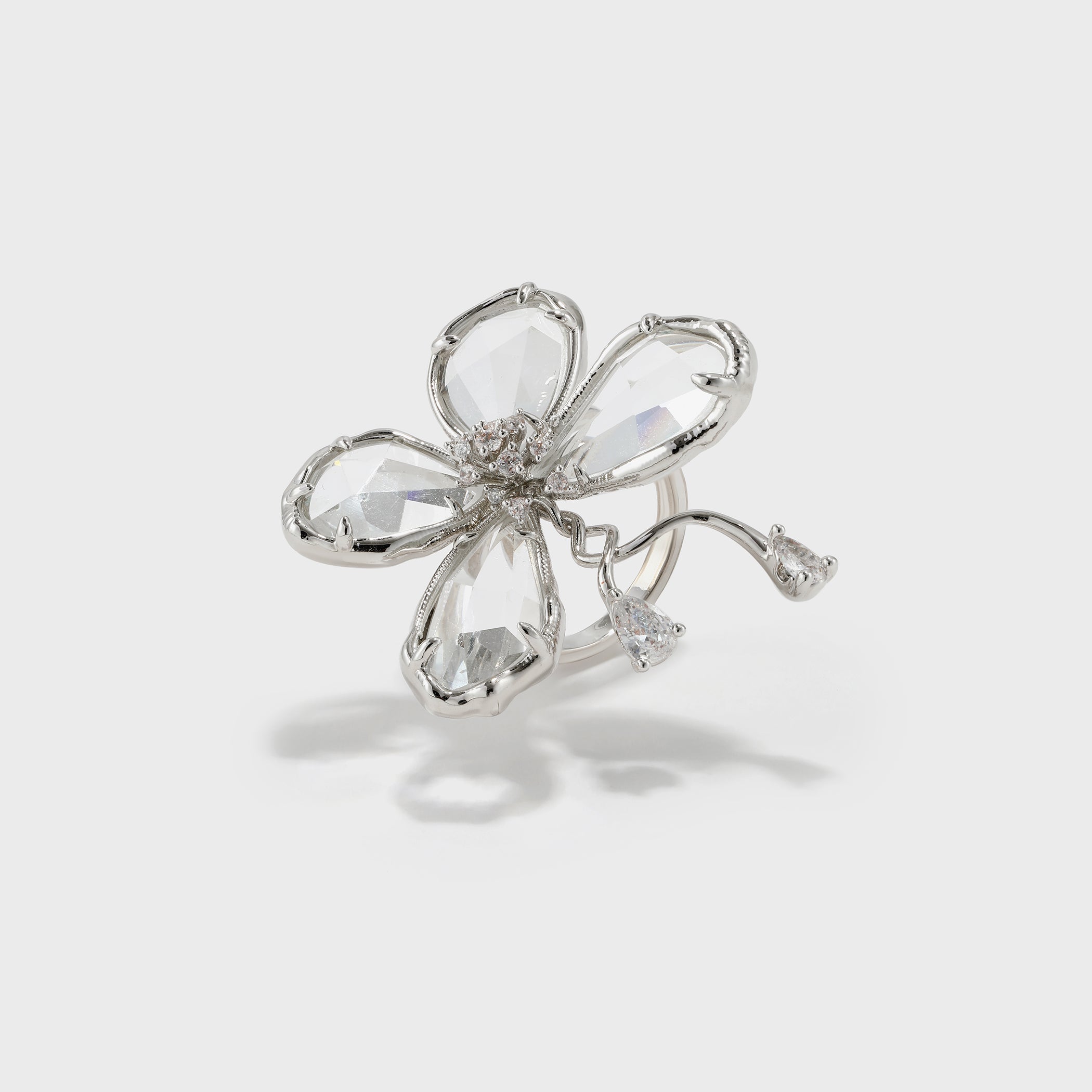 Cut Crystal Butterfly Ring - booneealus