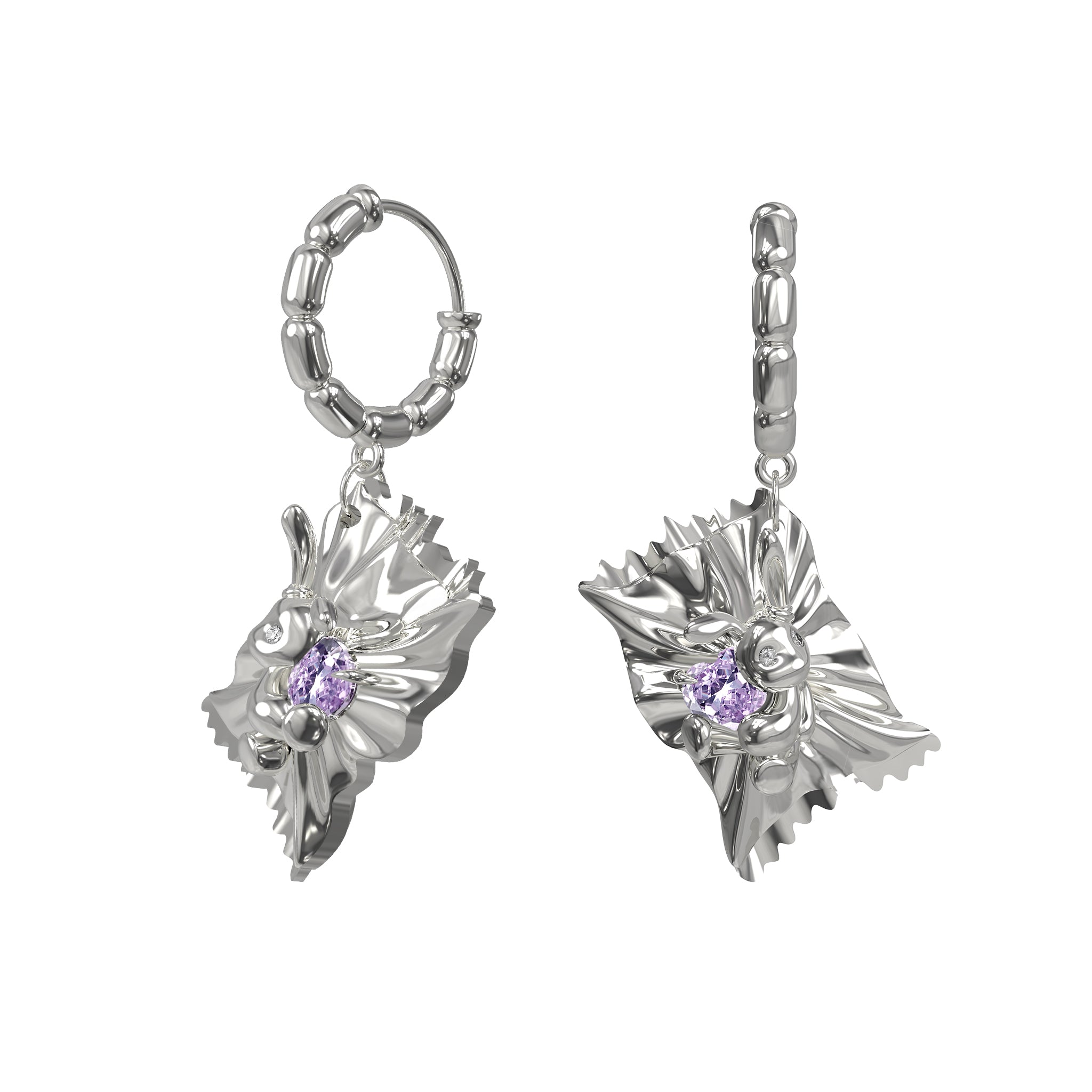 童话/褶皱糖果兔子耳环